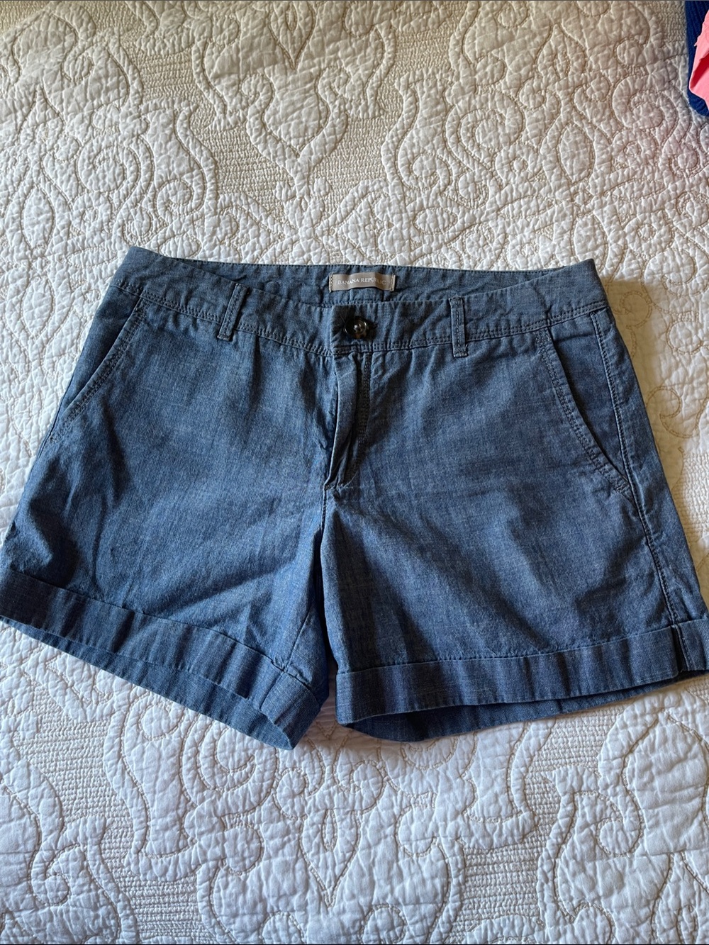 Women's Denim-Style Casual Shorts - Blue